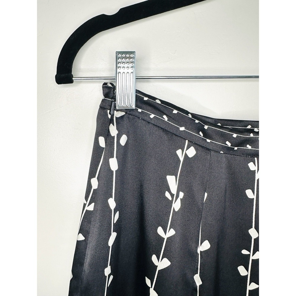 VTG Talbots 100% Pure Silk Floral Midi Skirt Size 6 Black Pink White Botanical - Picture 10 of 13